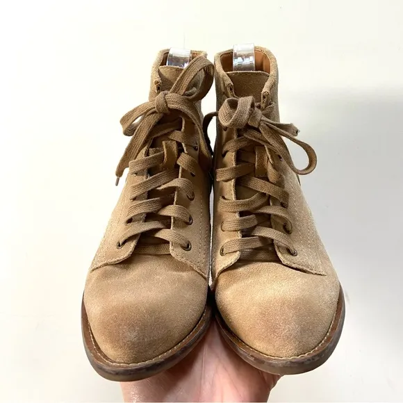 Dingo Natural Genuine Leather Suede Heeled Green Acres Lace-Up Ankle Boot