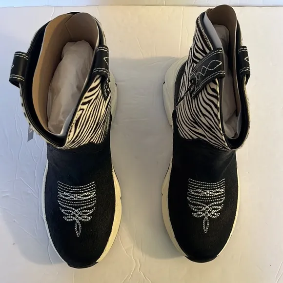Dingo Safari Black Zebra Calf Hair Boots NWT