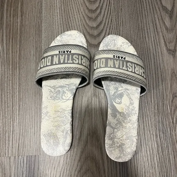 Dior Gray and Cream Sandals