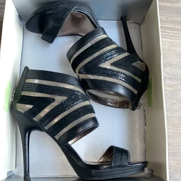 DKNYC SASHA leather sandals with mesh details