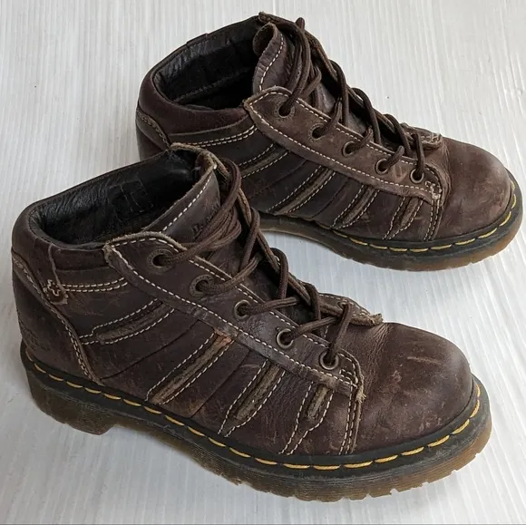 DOC MARTENS 12305 chunky chonky lace-up high top brown leather boots size 6