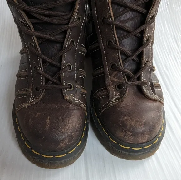 DOC MARTENS 12305 chunky chonky lace-up high top brown leather boots size 6