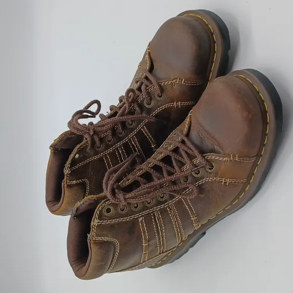 Doc Martens Quincy Chunky Leather Boots Size 12M Brown 90s Y2K Unisex