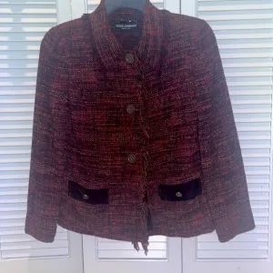 Dolce Gabbana tweed alpaca wool velvet knitted blazer jacket rare