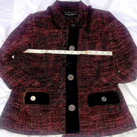 Dolce Gabbana tweed alpaca wool velvet knitted blazer jacket rare