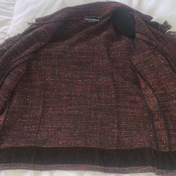Dolce Gabbana tweed alpaca wool velvet knitted blazer jacket rare