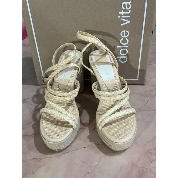 Dolce Vita Catina High Heels in Light Natural 8 with box Womens Platform Raffia