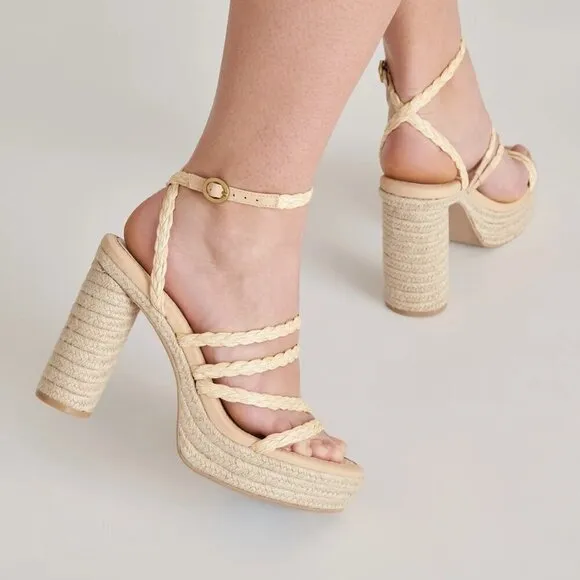 Dolce Vita Catina High Heels in Light Natural 8 with box Womens Platform Raffia