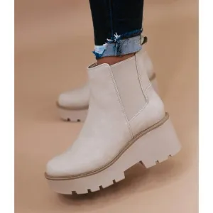 DOLCE VITA‎ Neutral Suede Rielle Chunky Platform Wedge Ankle Boots