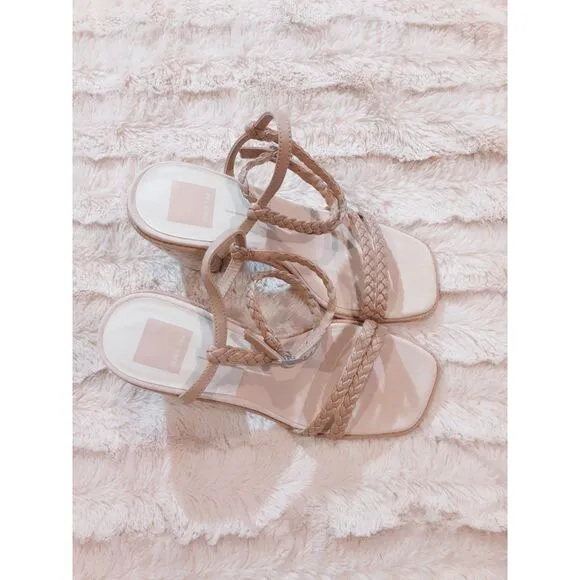 Dolce Vita Oro Braided Strap Block Heel Tan Sandals Size 8.5