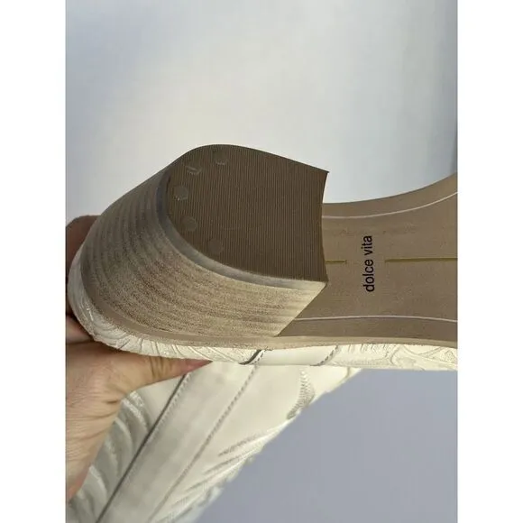 Dolce Vita Solei Western Boots Womens‎ 7.5 Ivory Nubuck Knee High Pointed Toe