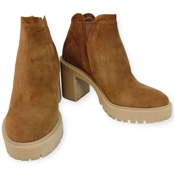 Dolce Vita SZ 7 Cashe H2O Waterproof Lugged Sole Camel Suede Boots Retro $160
