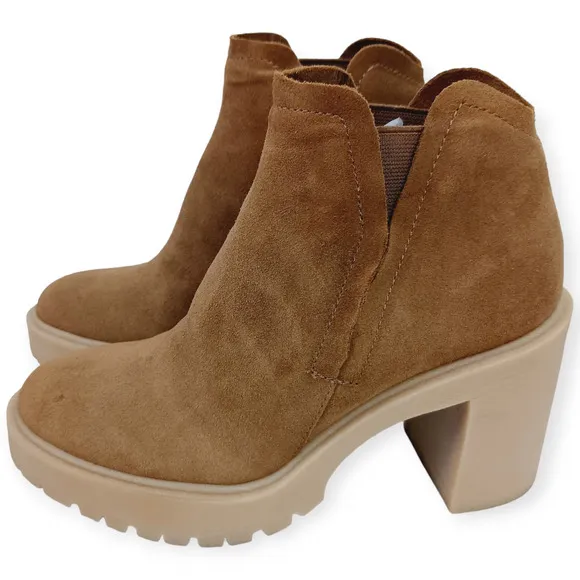 Dolce Vita SZ 7 Cashe H2O Waterproof Lugged Sole Camel Suede Boots Retro $160