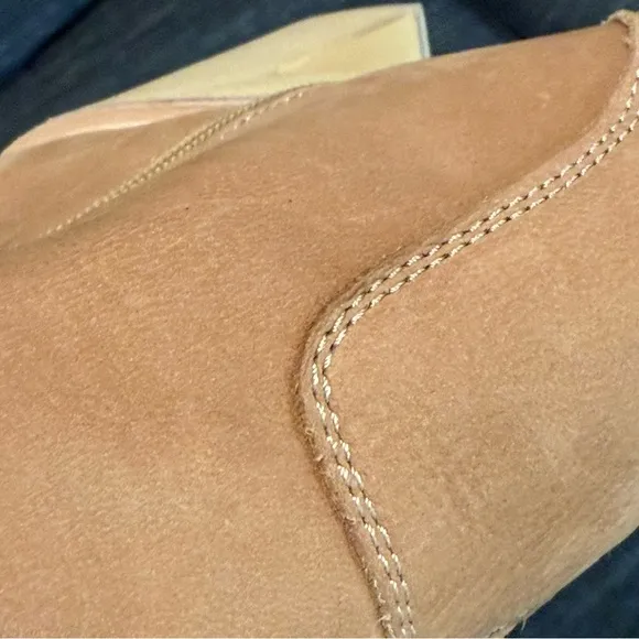 DOLCE VITA women’s Cecile suede Tan Heeled Boots with wooden Chunky Platform 7.5