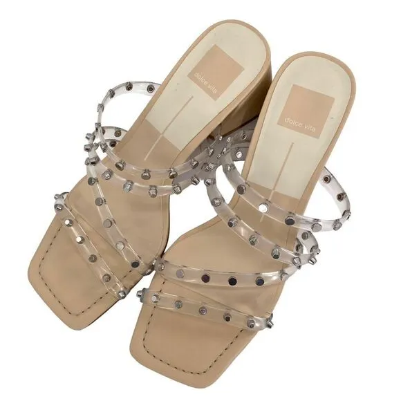 Dolce Vita Marie Strappy Heeled Sandals Crystal Vinyl