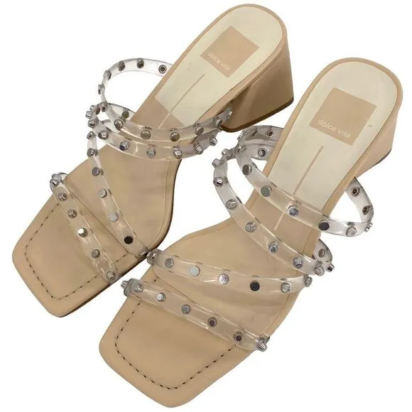 Dolce Vita Marie Strappy Heeled Sandals Crystal Vinyl