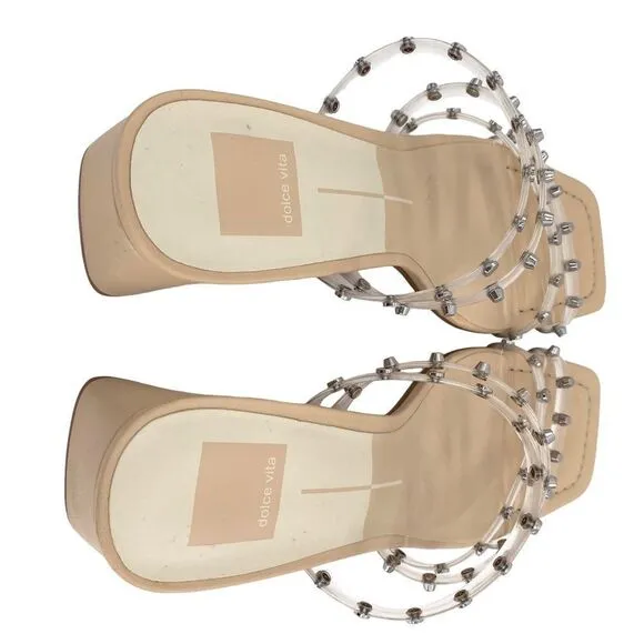 Dolce Vita Marie Strappy Heeled Sandals Crystal Vinyl
