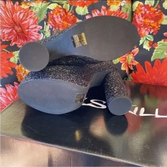 Dolls Kill Doin the Devil Horned Platform Glitter Boots