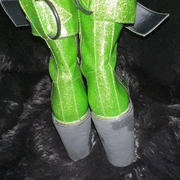 DollsKill Club Exx Atomic Slime ACID GLITTER TRAITOR BOOTS