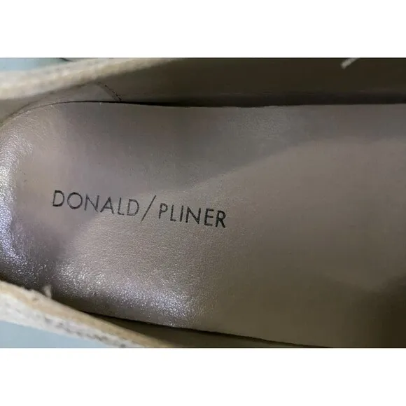 Donald J Pliner Palm Women's Espadrille Loafers Shoes Sz 7.5 Leather Pewter Gold