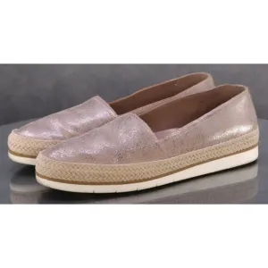 Donald J Pliner Palm Women's Espadrille Loafers Shoes Sz 7.5 Leather Pewter Gold