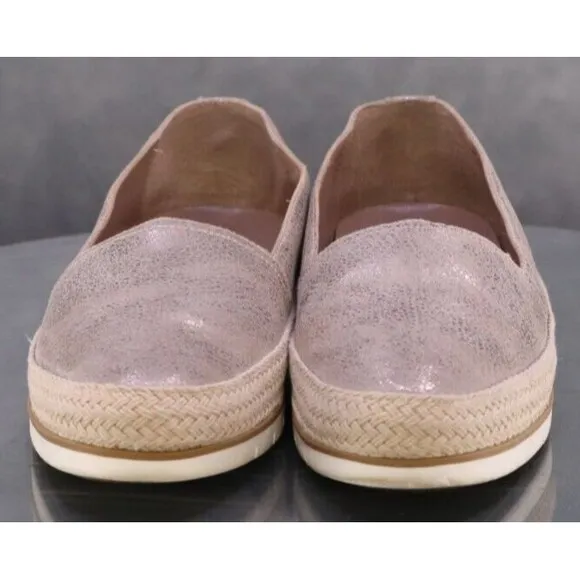 Donald J Pliner Palm Women's Espadrille Loafers Shoes Sz 7.5 Leather Pewter Gold