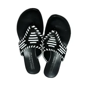 Donald J Pliner Woven Leather Wedge Sandals in Black and White