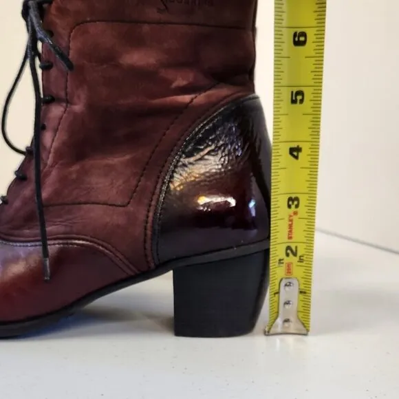 Dorking by Fluchos Womens Zip Lace Up Burgundy Leather Ankle Heel Boots Size 36