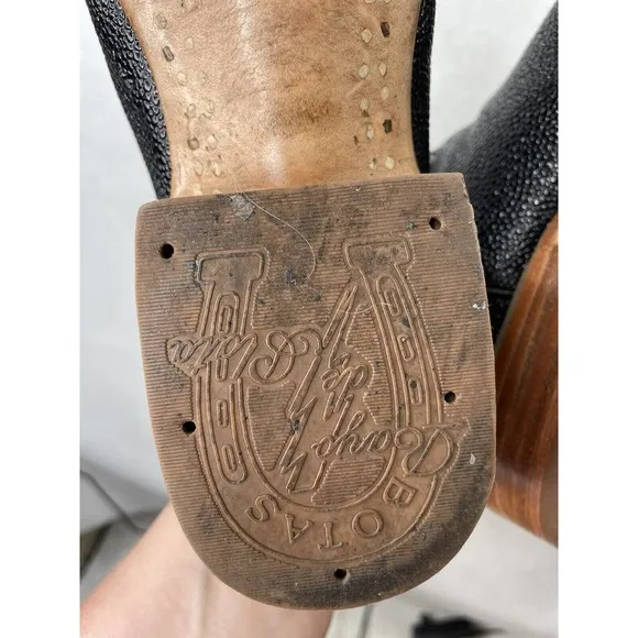 Dos De Oro Black Stingray Pointed Toe Western Boots Size‎ 7.5 Horse embroidered