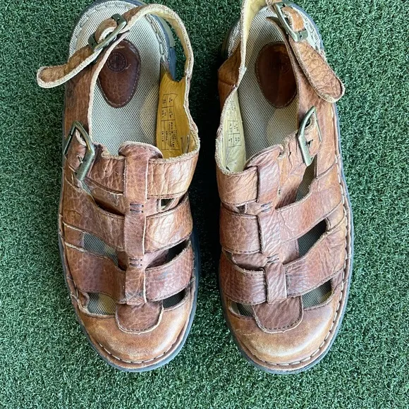 Dr. Doc Martens Brown Leather Fisherman Sandals Distressed Mens Size 10