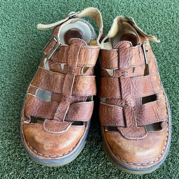 Dr. Doc Martens Brown Leather Fisherman Sandals Distressed Mens Size 10