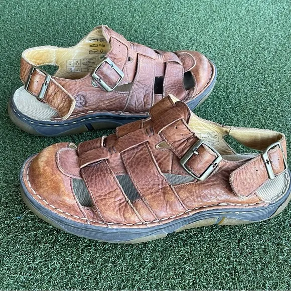 Dr. Doc Martens Brown Leather Fisherman Sandals Distressed Mens Size 10