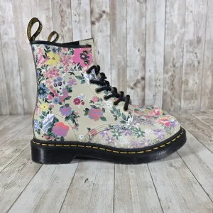 Dr. Martens 1460 Floral Combat Boots Colorful Flowers Print Womens US 8