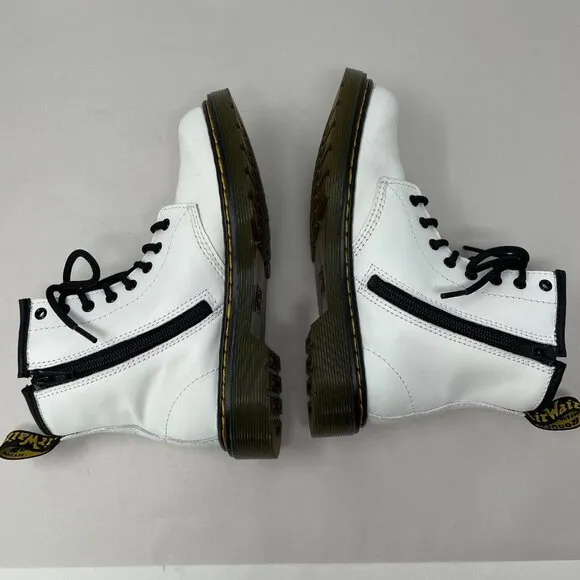 Dr. Martens 1460 J Youth Girls Junior Size 2 Combat Boots White Side Zip