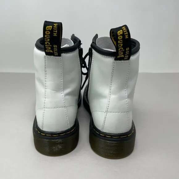 Dr. Martens 1460 J Youth Girls Junior Size 2 Combat Boots White Side Zip