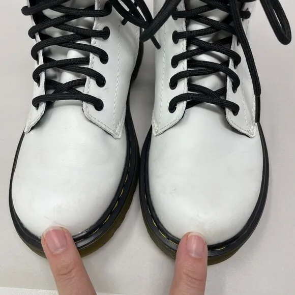 Dr. Martens 1460 J Youth Girls Junior Size 2 Combat Boots White Side Zip