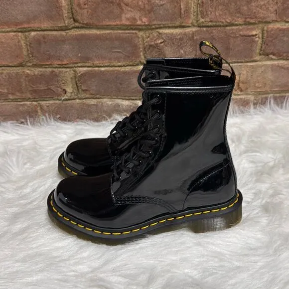 Dr. Martens 1460 Women's Black Patent Leather Lace Up Boots Size 7 NEW