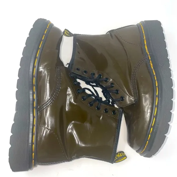 Dr. Martens AirWair Patent Leather Combat Boots – Brown – Size 6