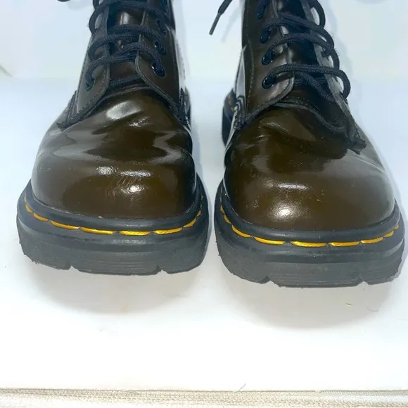 Dr. Martens AirWair Patent Leather Combat Boots – Brown – Size 6
