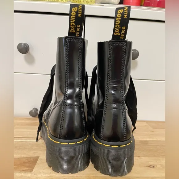 Dr. Martens Black Combat Moto Boots with Platform Sole