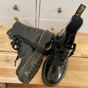 Dr. Martens Black Combat Moto Boots with Platform Sole