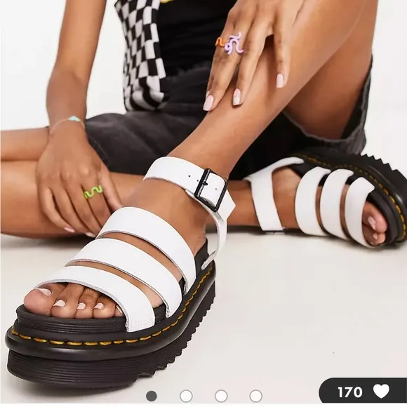DR. MARTENS BLAIRE SANDALS WHITE HYDRO LEATHER SIZE 8