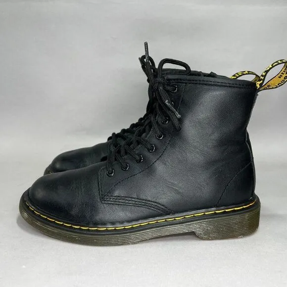 Dr. Martens Boots Boy's Size 2 1460 Softy T Black Leather Lace Up Combat Boots