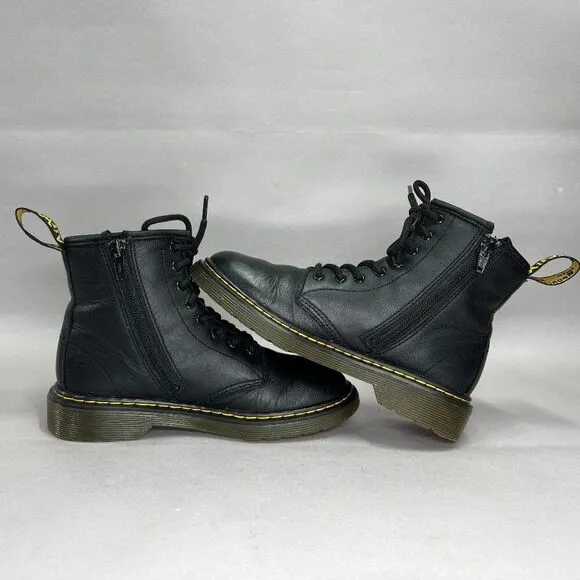 Dr. Martens Boots Boy's Size 2 1460 Softy T Black Leather Lace Up Combat Boots