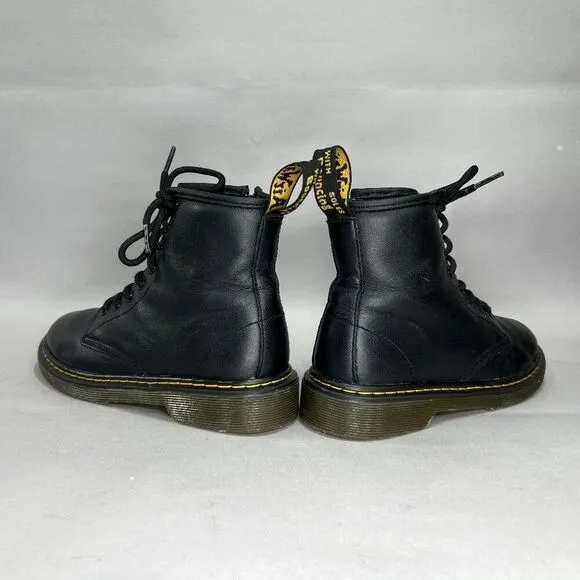 Dr. Martens Boots Boy's Size 2 1460 Softy T Black Leather Lace Up Combat Boots