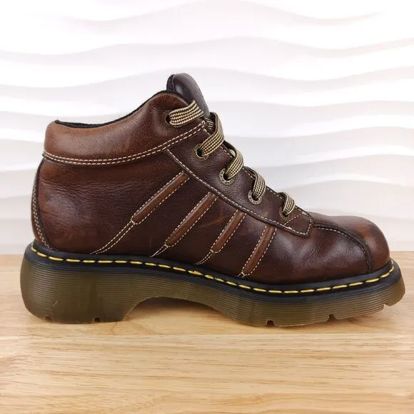 Dr Martens Boots Mens Size 10 Womens 11 Brown Leather Lace Up Ankle‎ Chunky Y2K