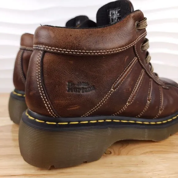 Dr Martens Boots Mens Size 10 Womens 11 Brown Leather Lace Up Ankle‎ Chunky Y2K