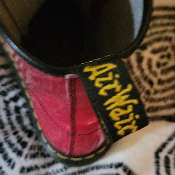 Dr. Martens Bright Cherry Red Patent Leather Grunge Punk Goth Lace Up Boots