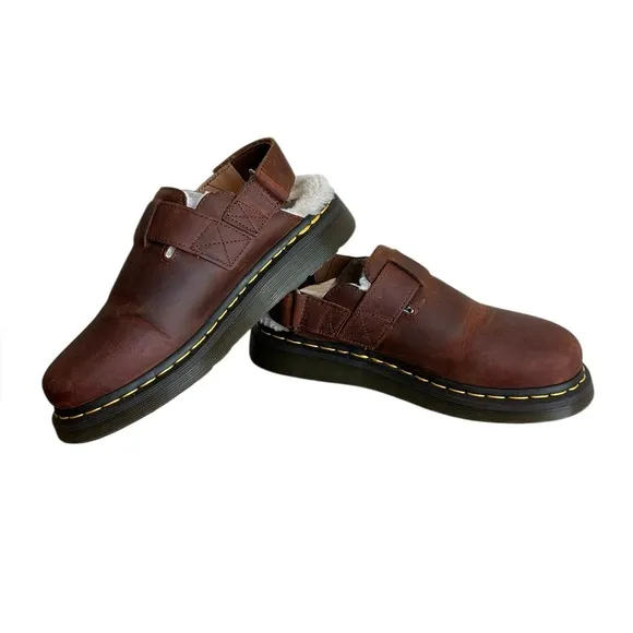 Dr Martens Brown Sherpa Sling Slides Shoes