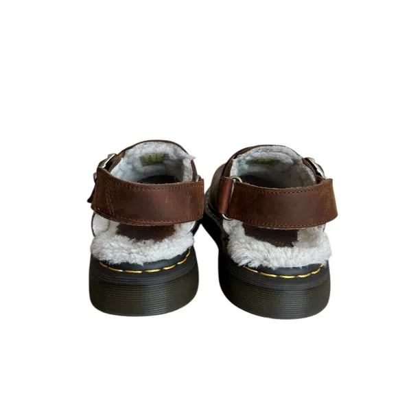 Dr Martens Brown Sherpa Sling Slides Shoes